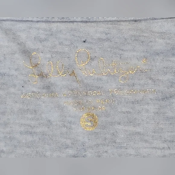 Lilly Pulitzer Maci Twist Front Top Women's S Grey 3/4 Sleeve Pima Cotton Stretc - Picture 6 of 13